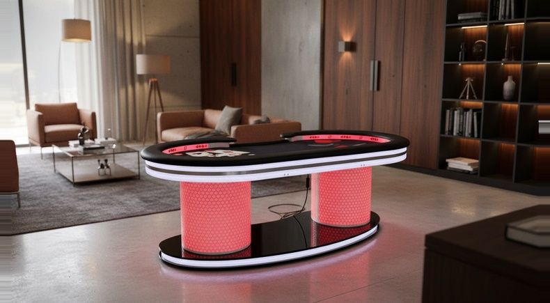 Mesa de Poker Luxo WSOP com Borda Acrílico Externo Duplo e LED - L24
